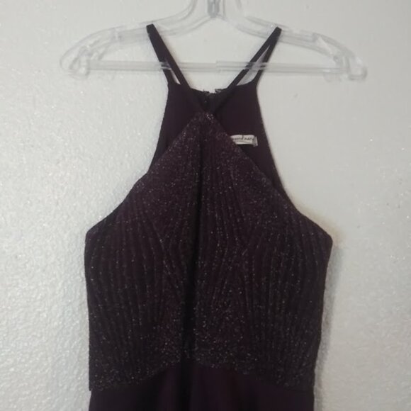 Xtraordinary women's size 9 plum metallic haltar dress - Picture 2 of 15
